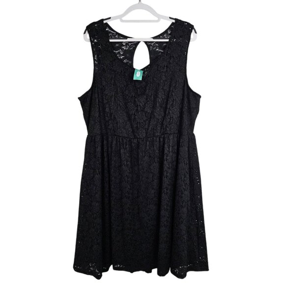 NWT MAURICES+ Fit & Flare Dress BLACK LACE Plus size 3X Skater Whimsigoth Goth - Picture 1 of 9